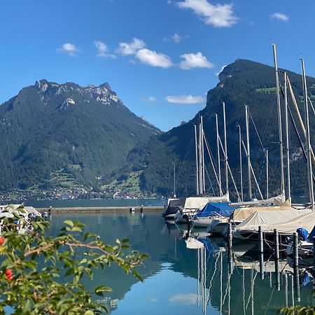 Herrlicher Blick Auf Berge Und See Faulensee Exteriér fotografie